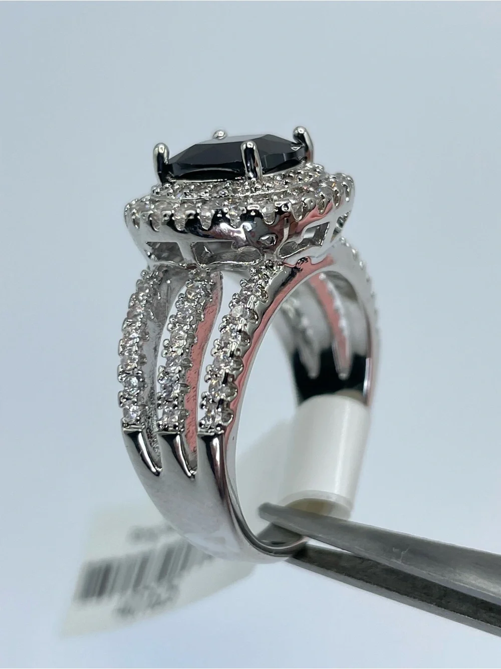 Swarovski Crystal Elements Deep Black Swarovski Element Halo Statement Ring Sz 7
